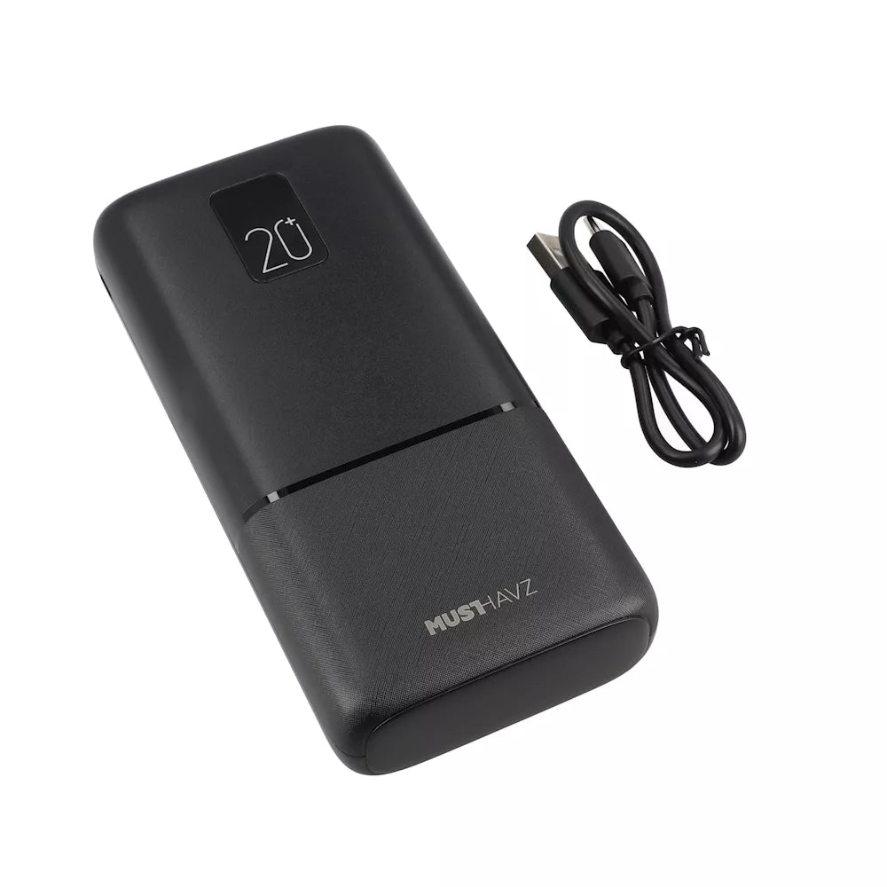Power Bank MUSTHAVZ 20000mAh USB-A & USB-C Schwarz