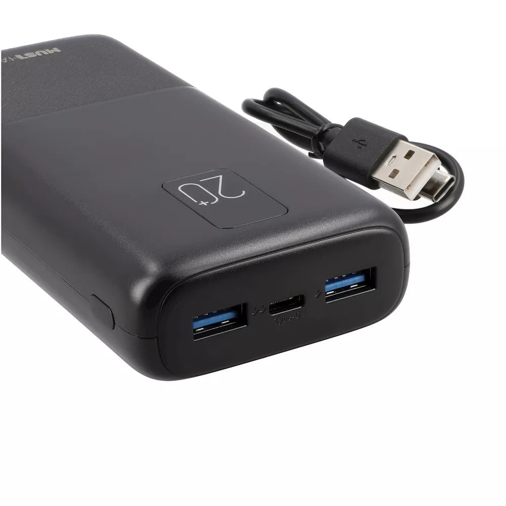 Power Bank MUSTHAVZ 20000mAh USB-A & USB-C Schwarz