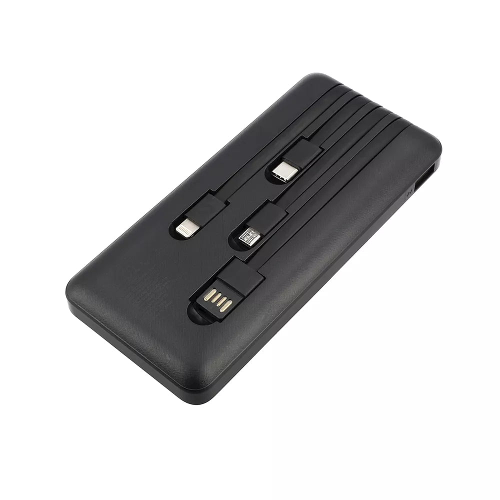 Power Bank MUSTHAVZ 10000mAh USB-A, USB-C, Micro-USB und Lightning Schwarz