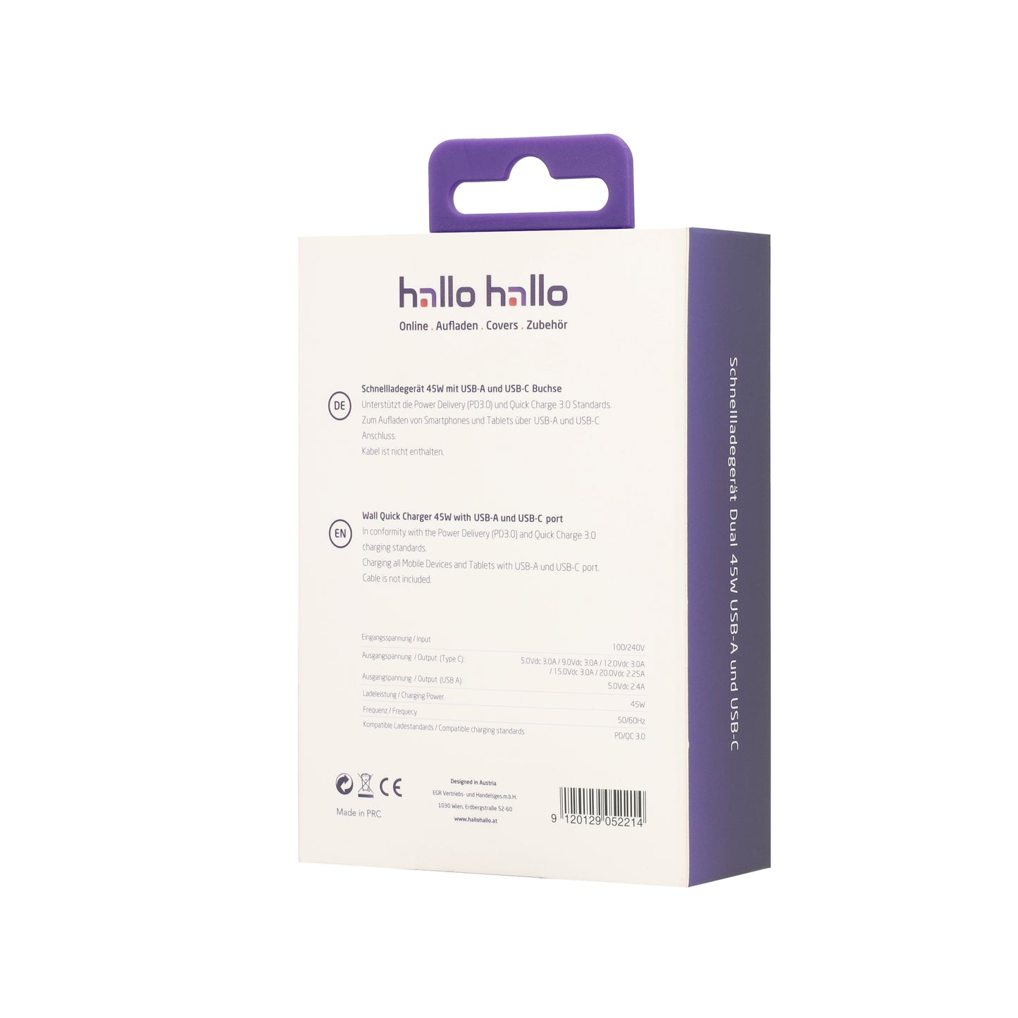 hallohallo Universal Reiselader USB-C 3A 45W